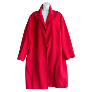 AVERARDO BESSI Angora Wool Coat Women’s Size 16 Red Single Button Long Sleeve